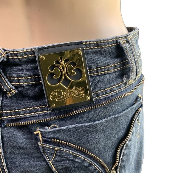 Dereon Dark Wash Contrast Stitching Decorative Pockets Relaxed Fit Jeans 13/14 - Picture 13 of 15